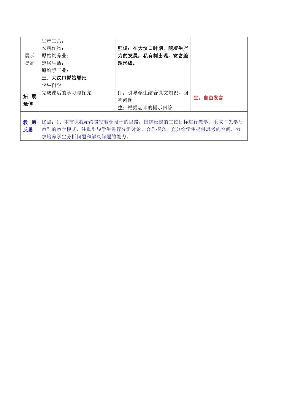 （秋季版）七年级历史上册 第2课 原始农业与村落生活教案 岳麓版-岳麓版初中七年级上册历史教案_第3页