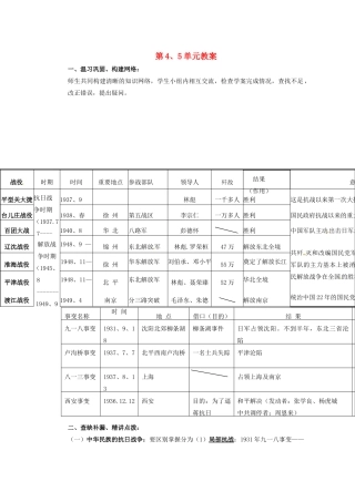 山东省宁阳县第二十五中学八年级历史上册 第4-5单元复习教案 新人教版
