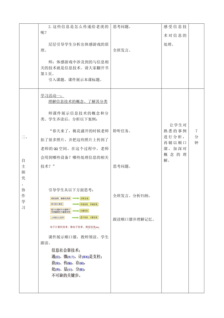 四川省七年级信息技术上册 第2课《信息技术及其发展趋势》教学设计 新人教版_第3页