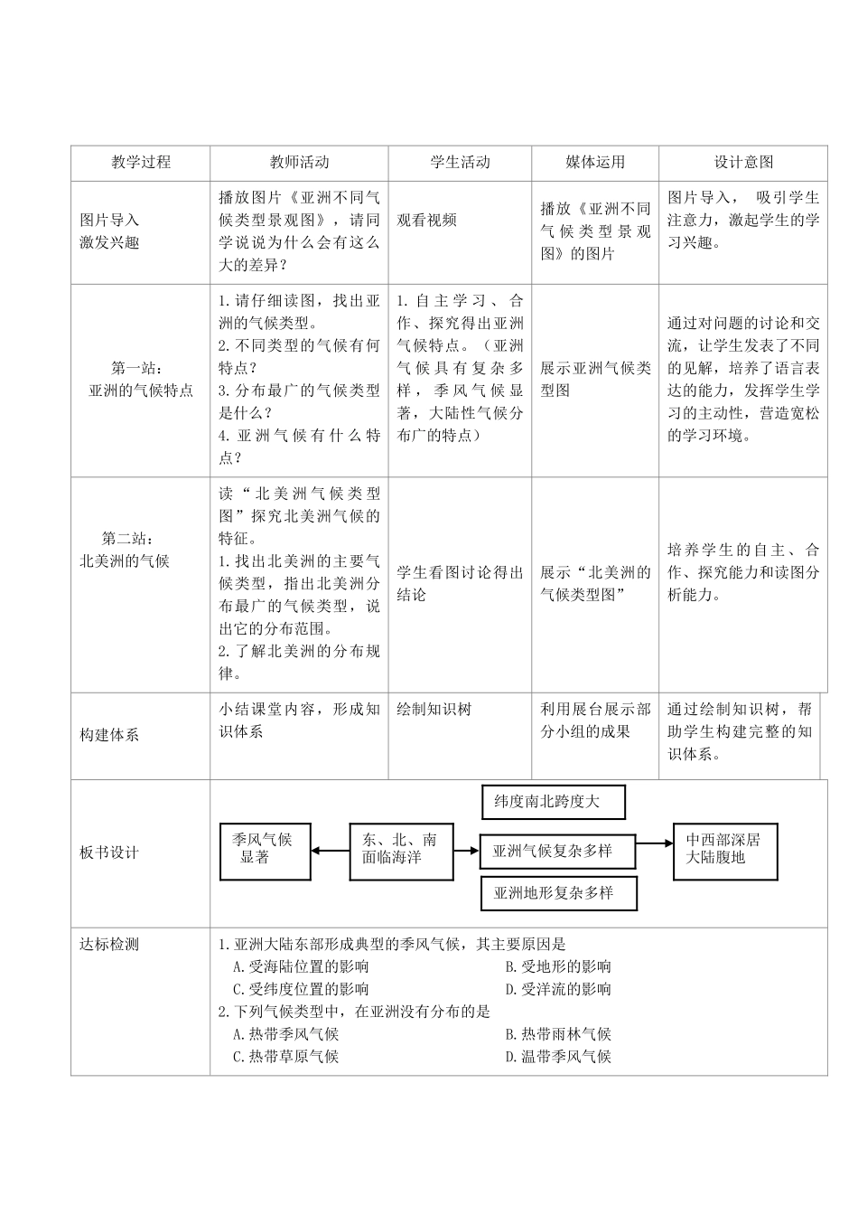 江苏省盐城市盐都县郭猛中学七年级地理下册 第六章 我们生活的大洲-亚洲 第二节 自然环境（第2课时）教学设计 （新版）新人教版_第3页