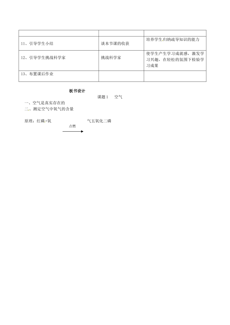 云南省景洪市第三中学九年级化学上册 第二单元 课题1 空气教案 新人教版_第3页