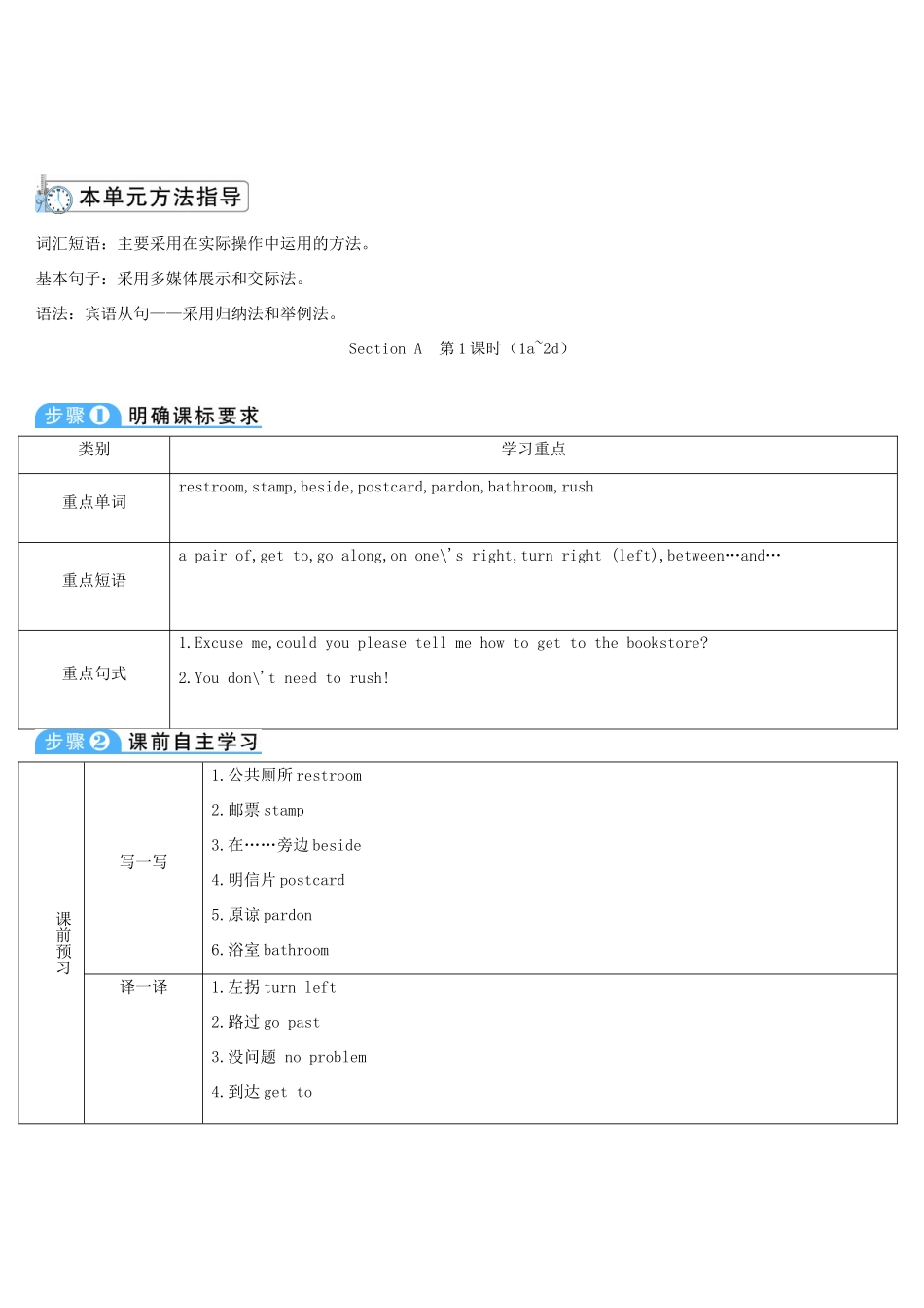 九年级英语全册 Unit 3 Could you please tell me where the restrooms are第1课时导学案1（新版）人教新目标版-（新版）人教新目标版初中九年级全册英语学案_第3页