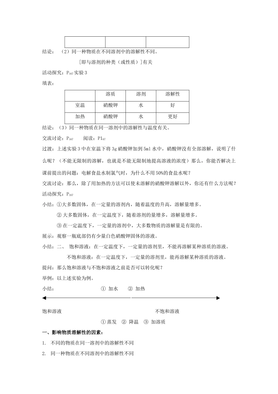 九年级化学：第六章第三节物质的溶解性教案沪教版_第2页