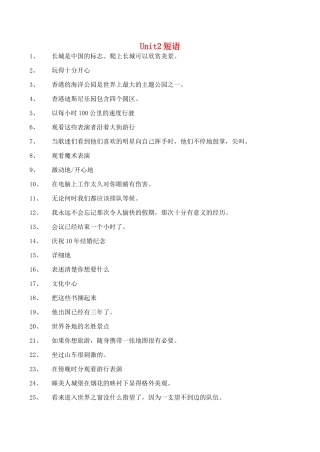 九年级英语组复习学案 Unit 2 短语人教版