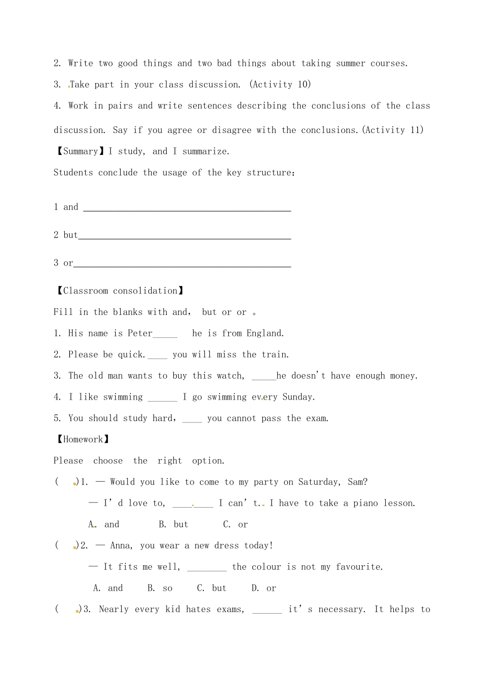 天津市宁河区八年级英语下册 Module 7 Summer in Los Angeles Unit 3 Language in use导学案 （新版）外研版-（新版）外研版初中八年级下册英语学案_第3页