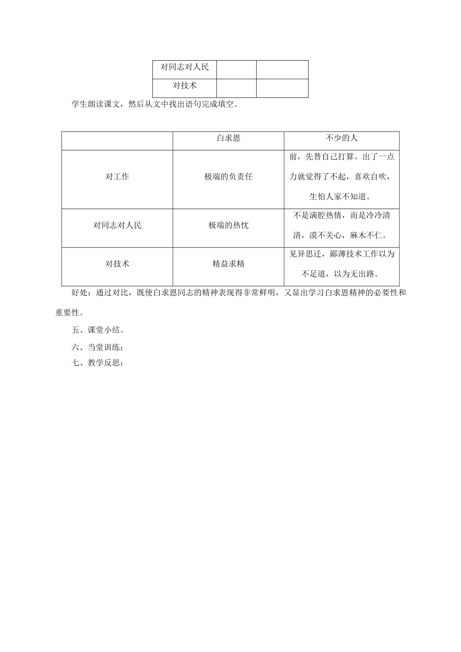 江苏省沭阳县七年级语文上册 第四单元 12 纪念白求恩（第1课时）学案 新人教版-新人教版初中七年级上册语文学案_第3页