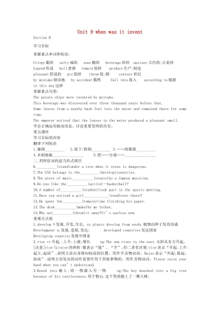 九年级英语全册《Unit 9 when was it invent（第5课时）》学案 人教新目标版-人教新目标版初中九年级全册英语学案