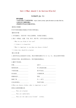 江西省金溪县第二中学八年级英语下册 Unit 2 What should I do Section B(1a-2c)导学案 人教新目标版