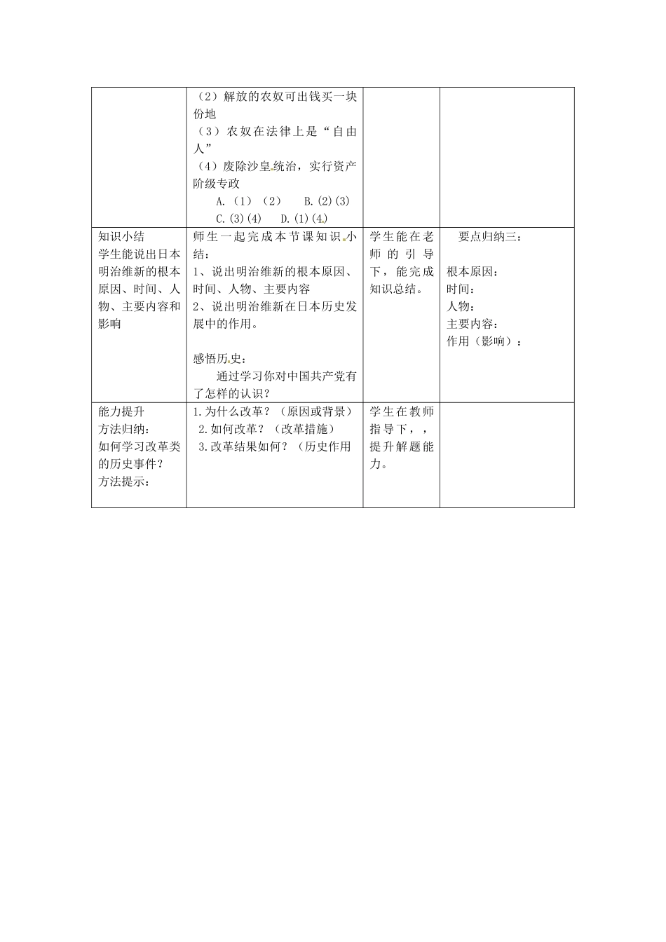 九年级历史上册 第16课 俄国农奴制改革复习教案 中华书局版-中华书局版初中九年级上册历史教案_第3页