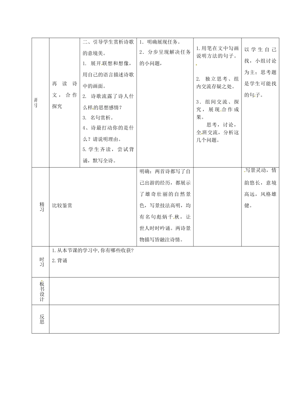（秋季版）吉林省通化市七年级语文上册 课外古诗词学案 新人教版-新人教版初中七年级上册语文学案_第2页