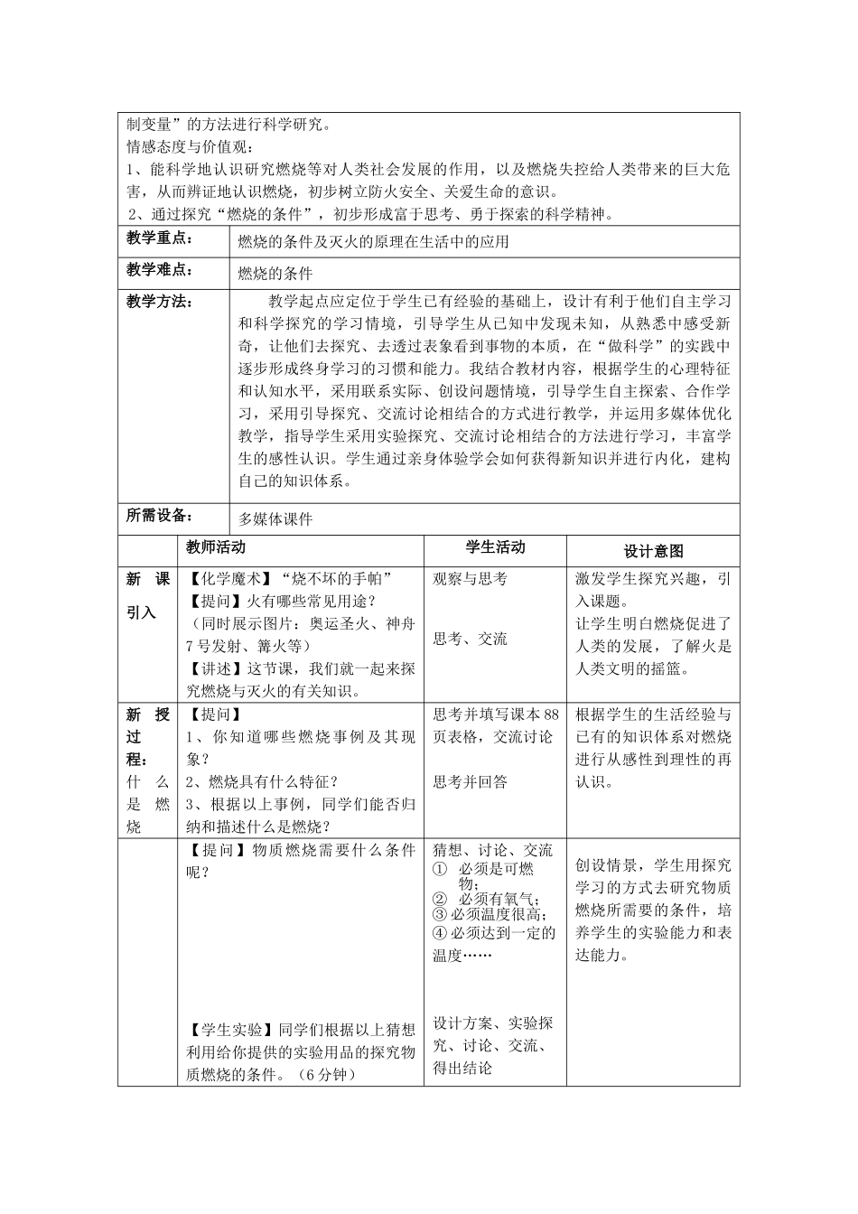 （骨干教师竞赛作品）初中化学《燃烧与灭火》教学案_第2页