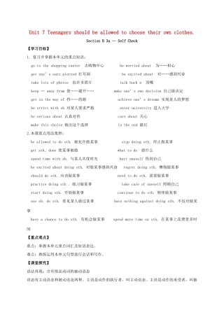 九年级英语全册《Unit 7 Teenagers should be allowed to choose their own clothes（第6课时）》学案 （新版）人教新目标版-（新版）人教新目标版初中九年级全册英语学案