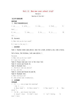 山西省平阳县七年级英语下册 Unit 11 How was your school trip导学案 （新版）人教新目标版-（新版）人教新目标版初中七年级下册英语学案