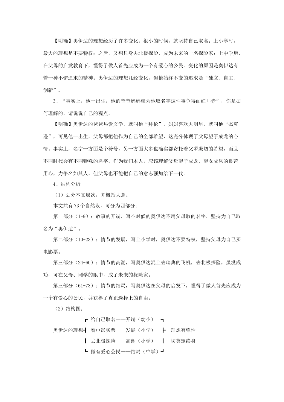 九年级语文下册 第四单元 16《奥伊达的理想》同步学案 语文版-语文版初中九年级下册语文学案_第3页