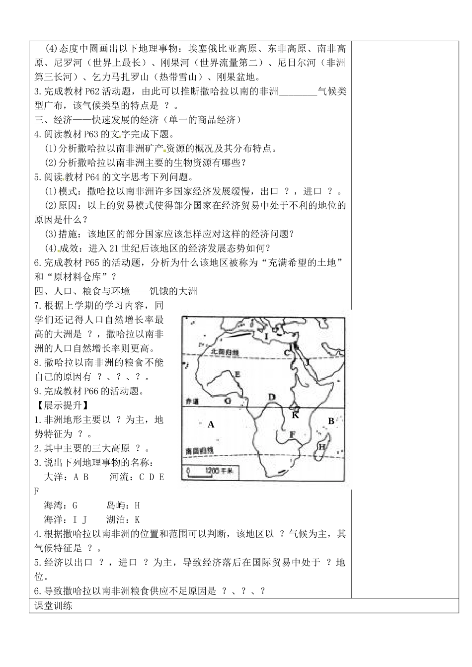 内蒙古鄂尔多斯东胜区正东中学七年级地理下册 8.3 撒哈拉以南的非洲预习展示案（无答案） （新版）新人教版_第2页