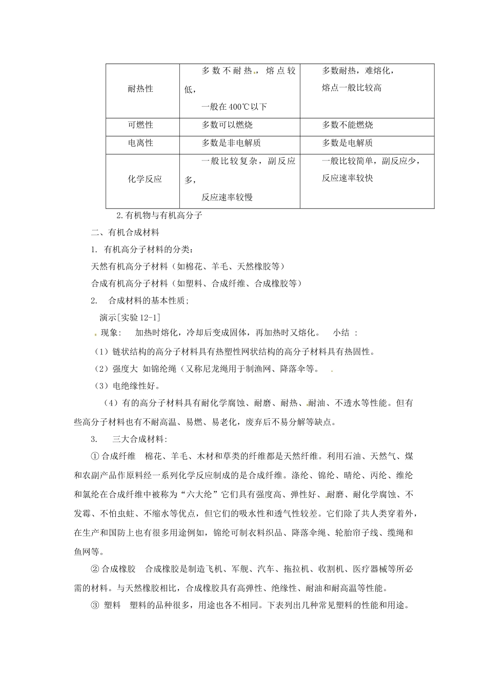 九年级化学下册 第十二单元 课题3 有机合成材料教案（9） 新人教版_第2页
