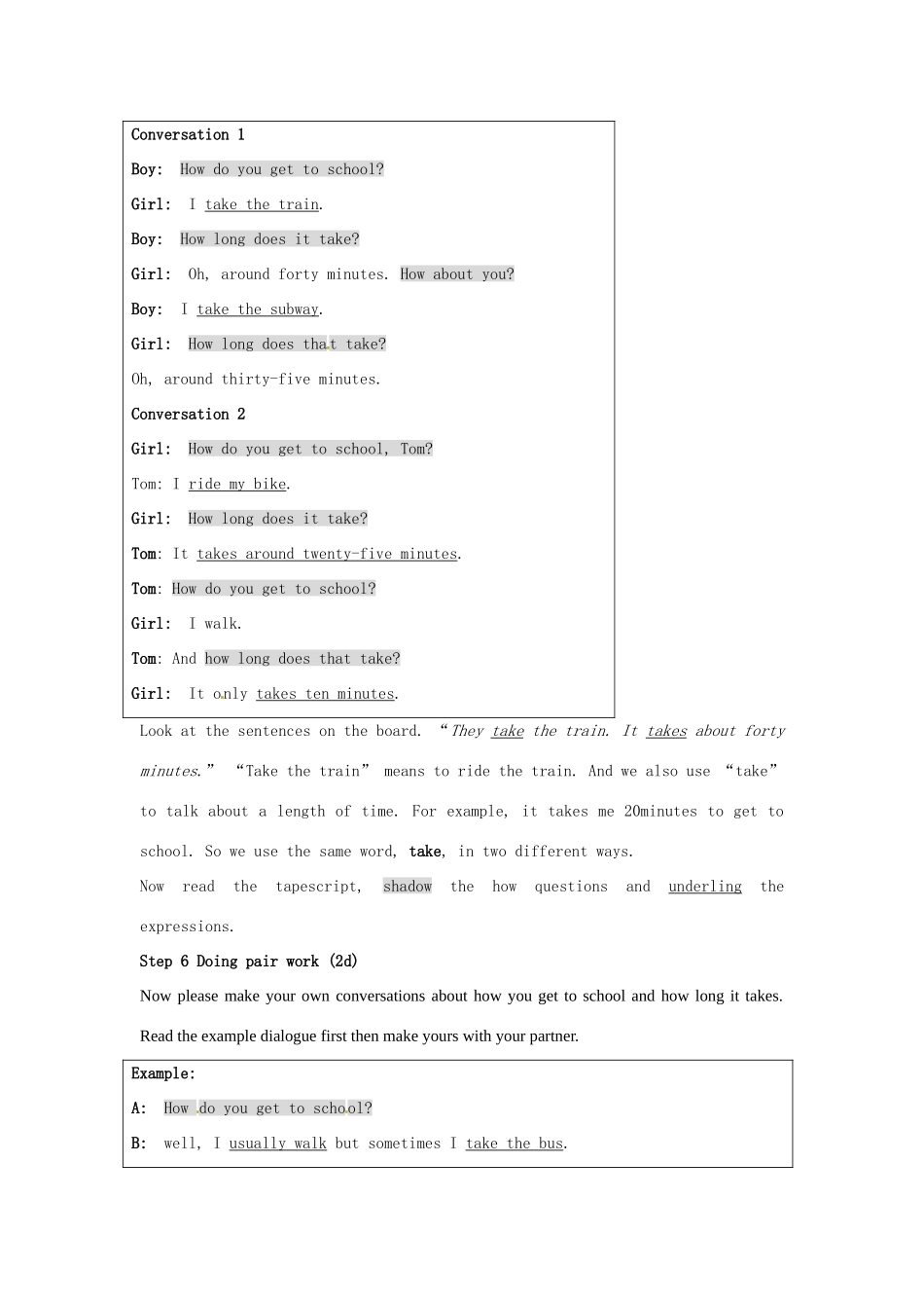 山东省肥城市安站中学八年级英语上册 Unit 4 How do you go to school？Period 1导学案 人教新目标版_第3页