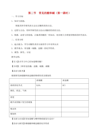 江苏省徐州市第二十二中学九年级化学下册 7.2.1应用广泛的酸、碱、盐教案