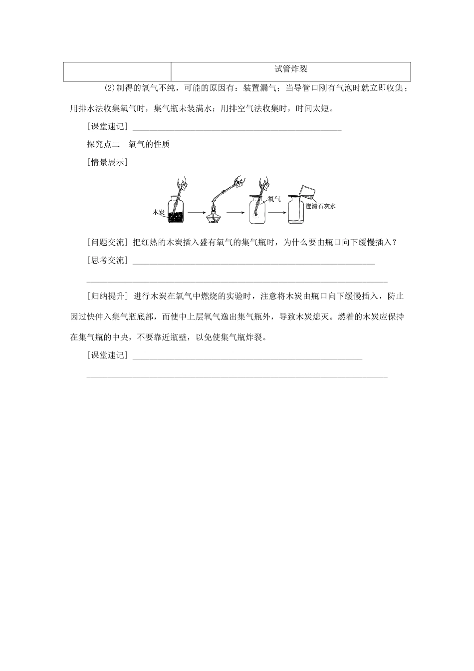 秋九年级化学上册 第2章 身边的化学物质 基础实验1 氧气的制取与性质教案 沪教版-沪教版初中九年级上册化学教案_第2页