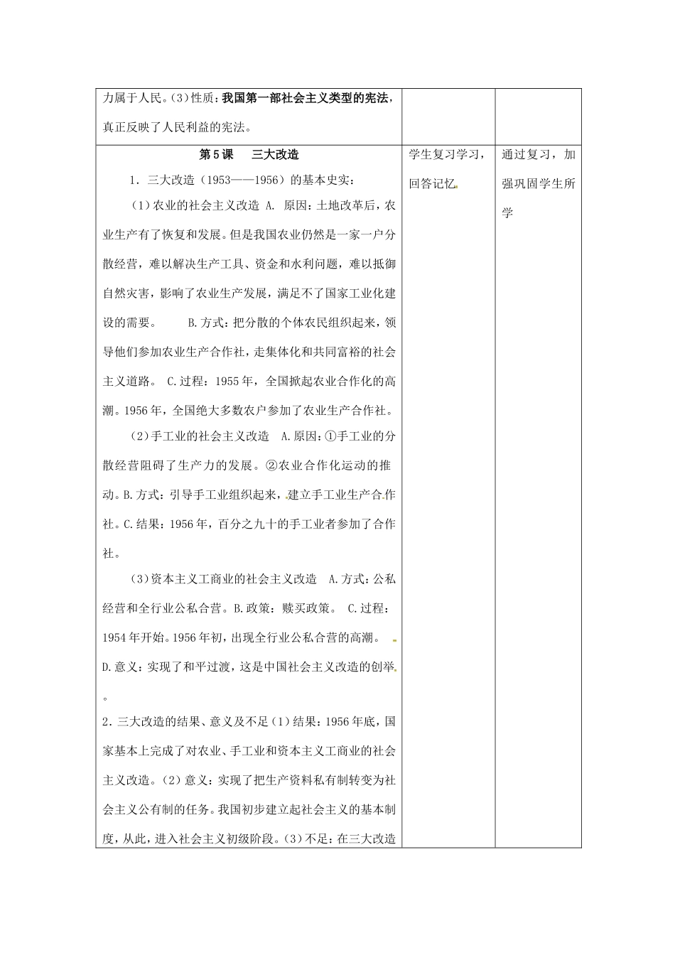 江苏省昆山市锦溪中学八年级历史下册 第二单元 社会主义道路的探索复习教案 新人教版_第2页