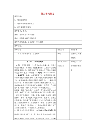 江苏省昆山市锦溪中学八年级历史下册 第二单元 社会主义道路的探索复习教案 新人教版