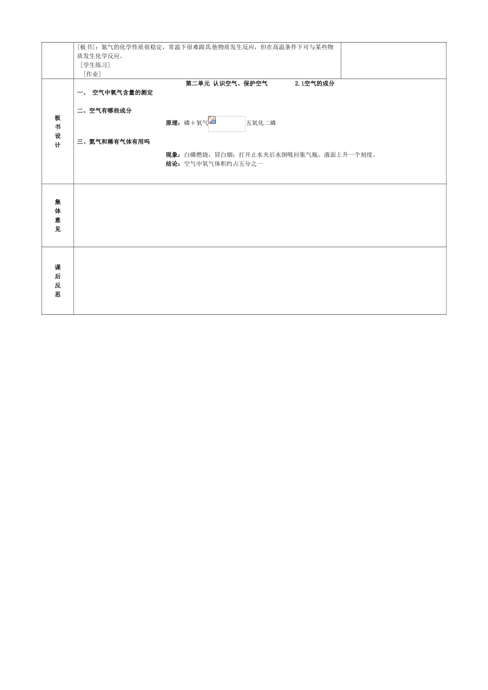 内蒙古鄂尔多斯市东胜区九年级化学上册 第二章 空气、物质的构成 2.1 空气的成分（1）教案 （新版）粤教版-（新版）粤教版初中九年级上册化学教案_第2页