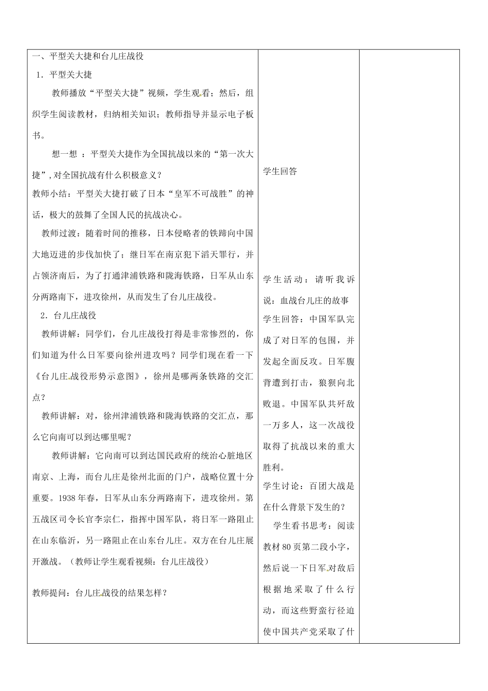 山东省郯城县第三初级中学八年级历史上册《第16课血肉筑长城》教案 新人教版_第2页