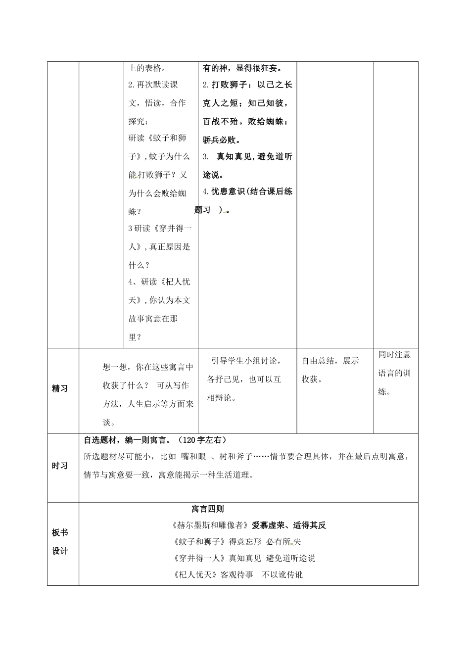 （秋季版）吉林省通化市七年级语文上册 第六单元 24 寓言四则学案1 新人教版-新人教版初中七年级上册语文学案_第3页