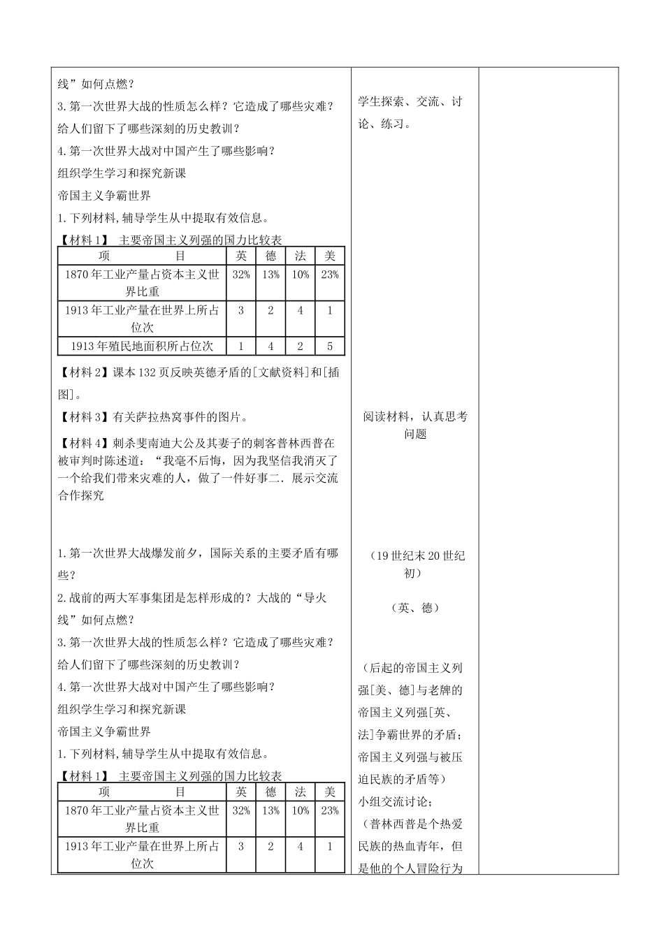 山东省郯城县九年级历史上册《第一次世界大战》教案 人教新课标版_第2页