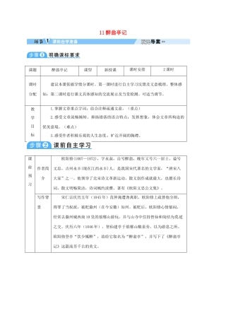四川省安岳县九年级语文上册 第三单元 11 醉翁亭记导学案 新人教版-新人教版初中九年级上册语文学案