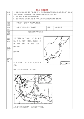 辽宁省抚顺市第二十六中学七年级地理下册《7.2 东南亚》教学案1 新人教版