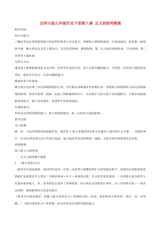 九年级历史下册 28《正义的胜利》教案 北师大版
