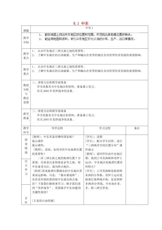 山东省临沂市蒙阴县第四中学七年级地理下册 8.1 中东（第1课时）教案 （新版）新人教版
