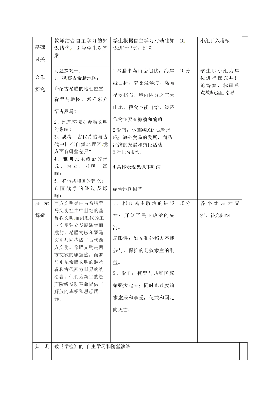 山东省滨州市邹平实验中学八年级历史下册《第18课 蓝色地中海文明》教案 北师大版_第2页