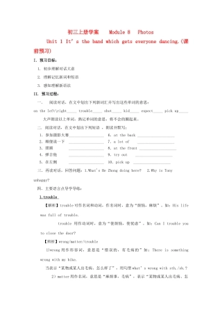 九年级英语上册 Module 8 Photos导学案 外研版