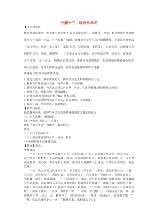 （湖南专用）中考语文复习 第四部分 写作 专题十三 综合性学习教学案-人教版初中九年级全册语文教学案