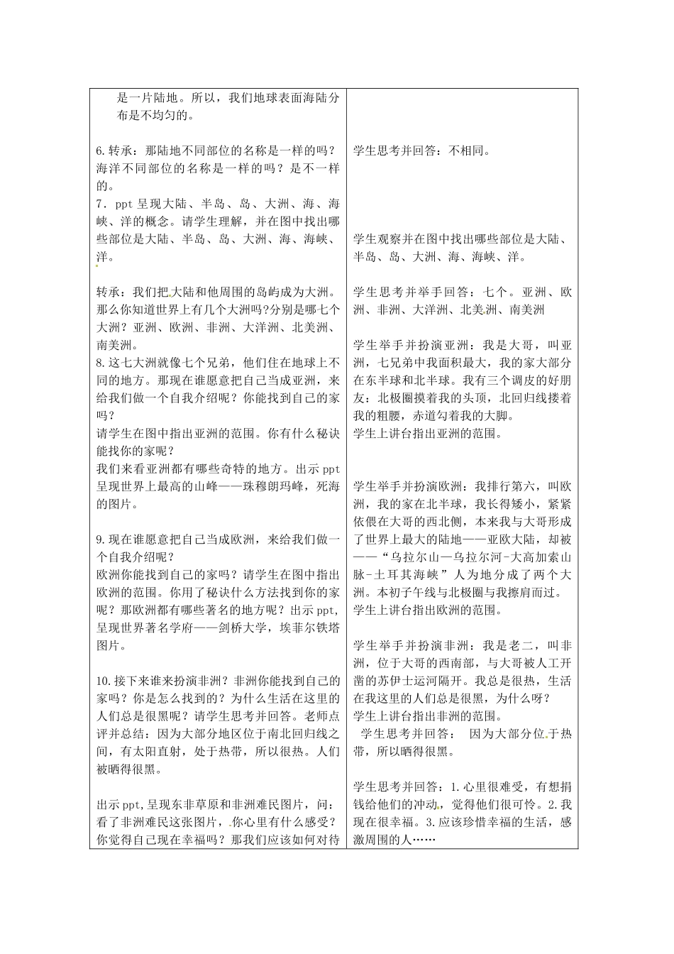 内蒙古鄂尔多斯康巴什新区第一中学七年级地理下册《大州和大洋》教案 新人教版_第3页