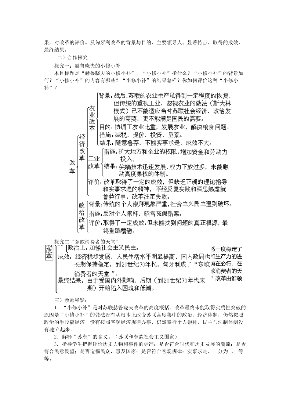 九年级历史下册 第12课 苏东的艰难探索教学设计 北师大版-北师大版初中九年级下册历史教案_第2页