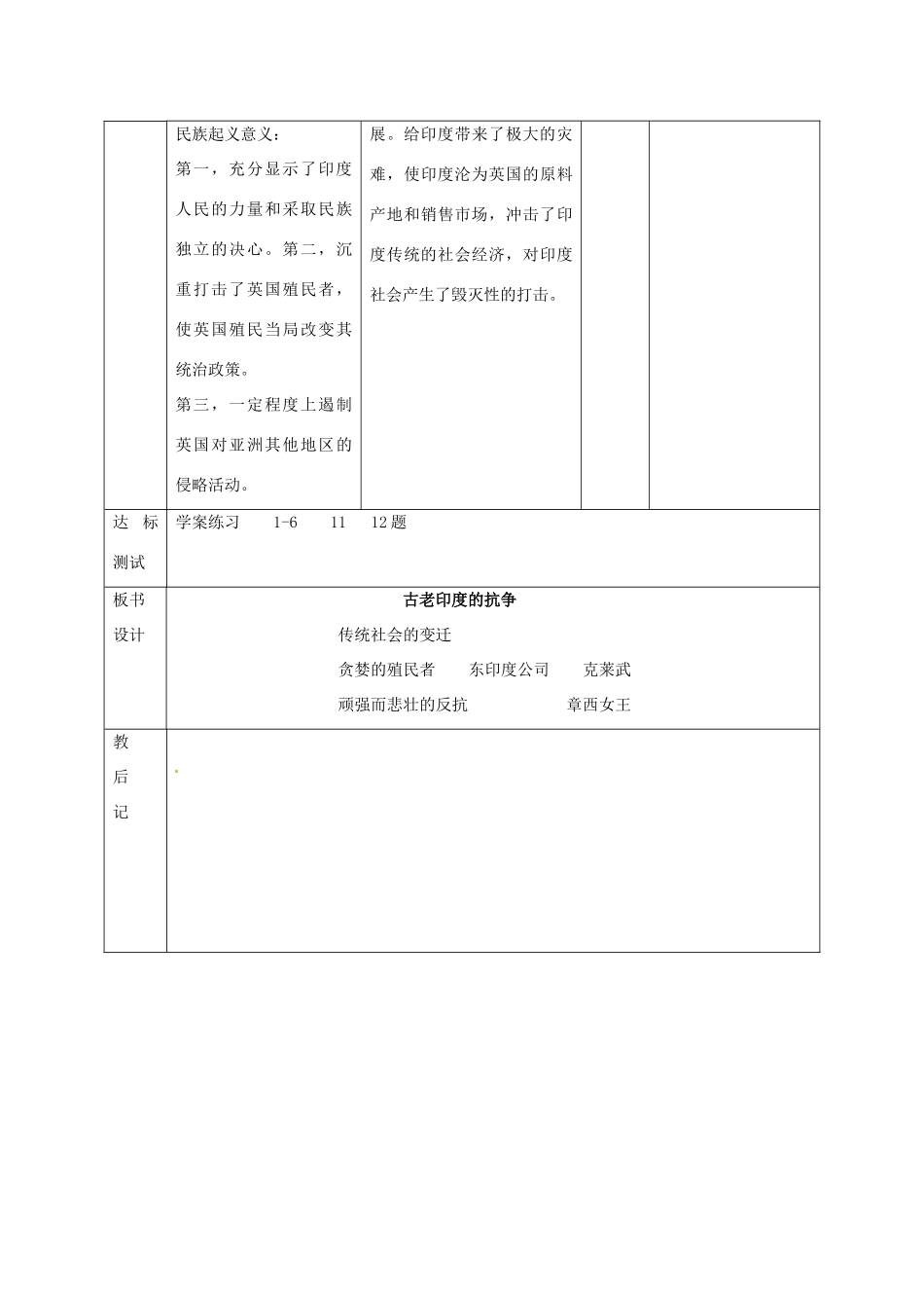 山东省滨州市邹平实验中学九年级历史上册《第9课 古老印度的抗争》教案 北师大版_第3页