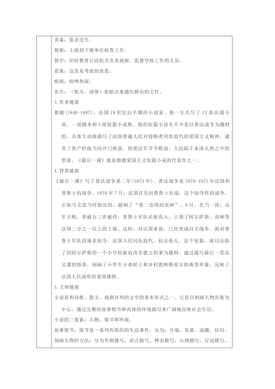 陕西省山阳县七年级语文下册 第二单元 6最后一课（第2课时）导学案 新人教版-新人教版初中七年级下册语文学案_第2页