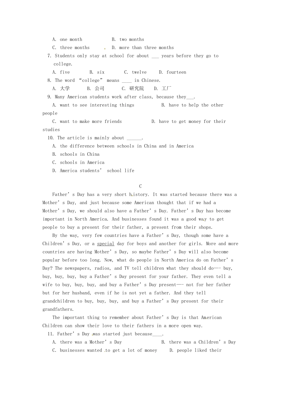 英语：Module 12 A holiday journey同步练习（外研版七年级下）_第2页