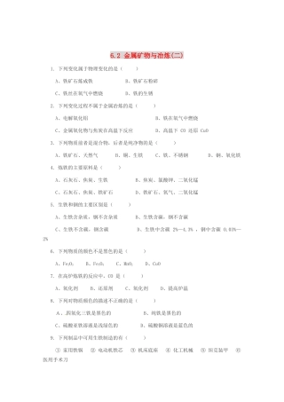 九年级化学下册《6.2 金属矿物与冶炼》同步练习2 粤教版