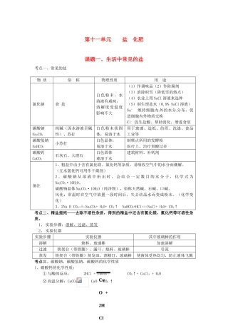 九年级化学下册 第十一单元 课题1 生活中常见的盐教案6 新人教版