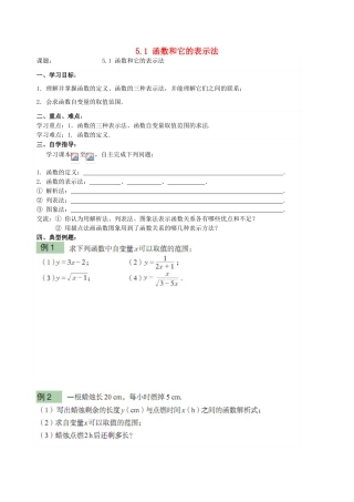 九年级数学下册 5.1 函数与它的表示法学案2 （新版）青岛版-（新版）青岛版初中九年级下册数学学案
