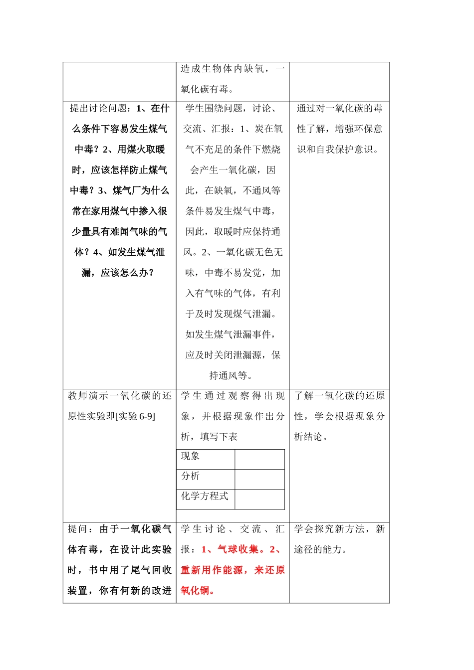 九年级化学上册：6.3二氧化碳和一氧化碳（第二课时）教案 人教版_第3页