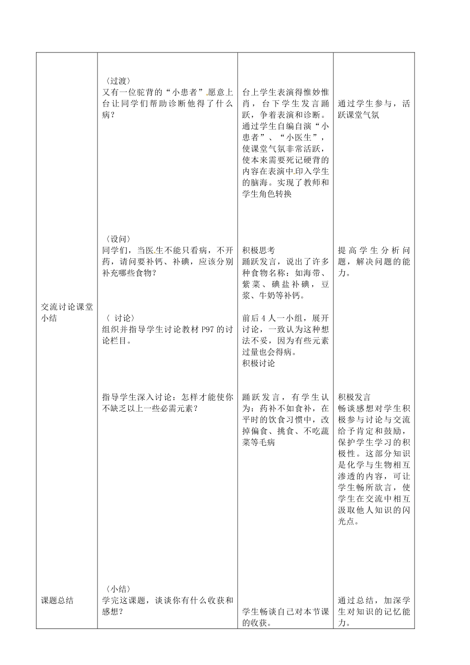 新疆生产建设兵团第五师八十六团第一中学九年级化学上册 化学元素与人体健康教案 新人教版_第3页