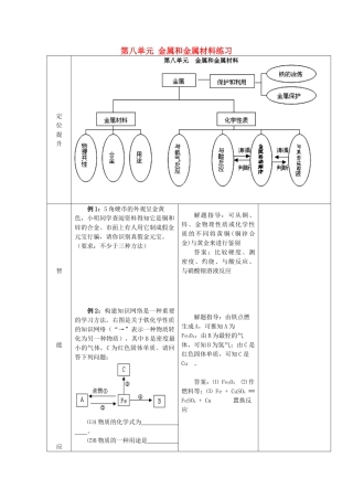 山东省郯城县郯城街道初级中学九年级化学下册 第八单元 金属和金属材料练习（无答案） 新人教版
