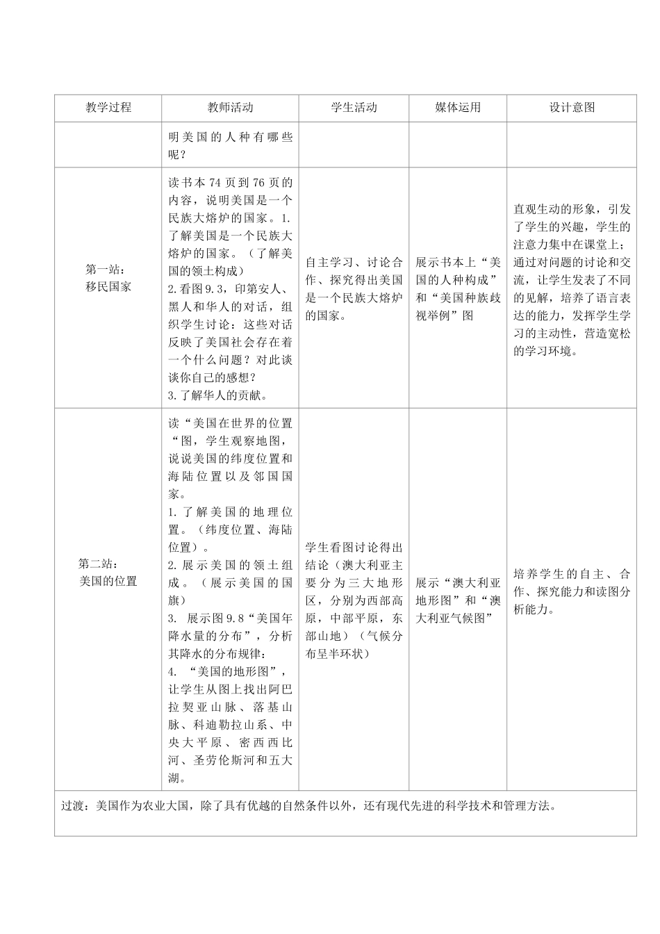 江苏省盐城市盐都县郭猛中学七年级地理下册 第九章 第一节 美国（第1课时）教学设计 （新版）新人教版_第3页
