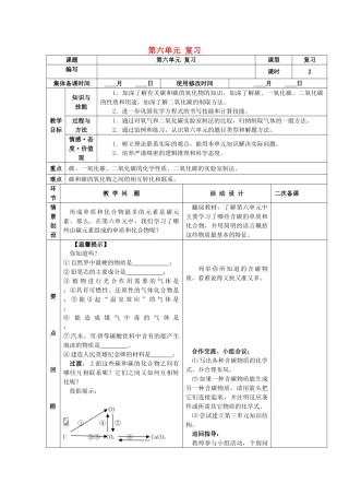 山东省郯城县郯城街道初级中学九年级化学上册 第六单元 复习教案 新人教版