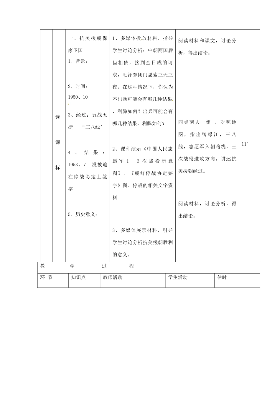山东省临沭县第三初级中学八年级历史下册《第2课最可爱的人》教案 新人教版_第3页